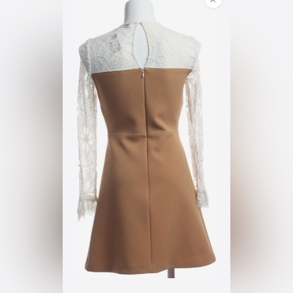 Sandro faux leather and lace dress sz 3 M-L white tan - Picture 2 of 9